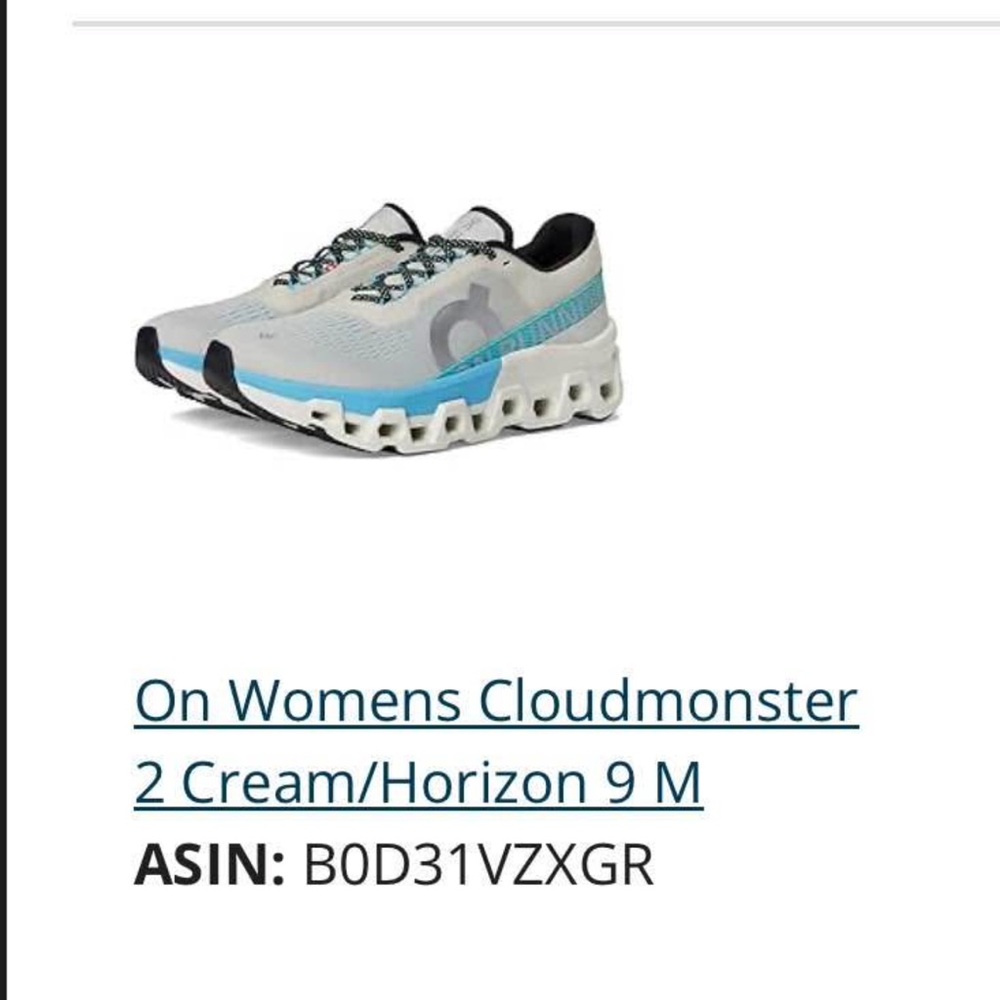 On Running Women's Cloudmonster 2 Cream and Blue Shoes
